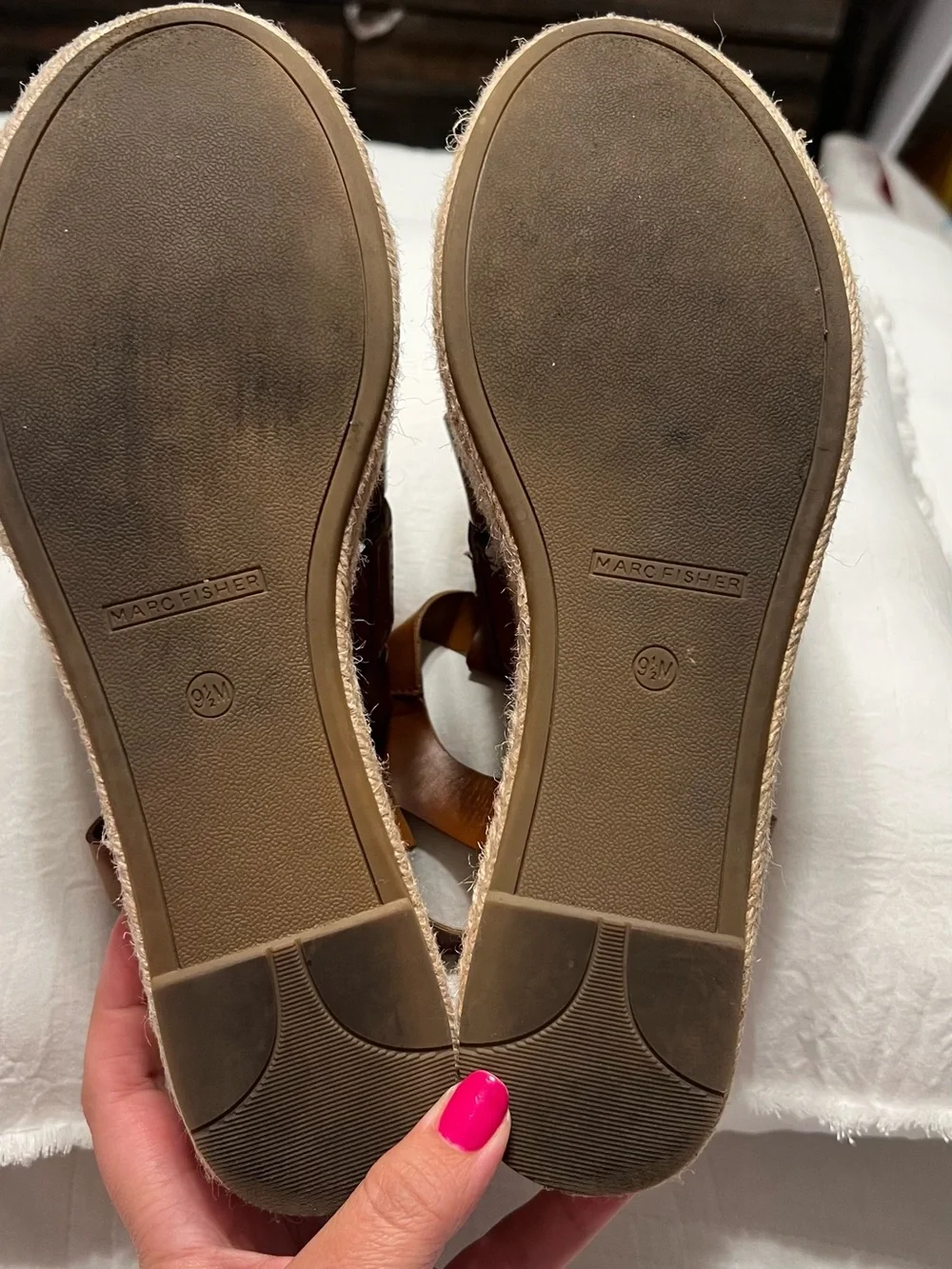 Marc Fisher Joven Espadrille Wedge Sandals in brown leather | Women’s 9.5